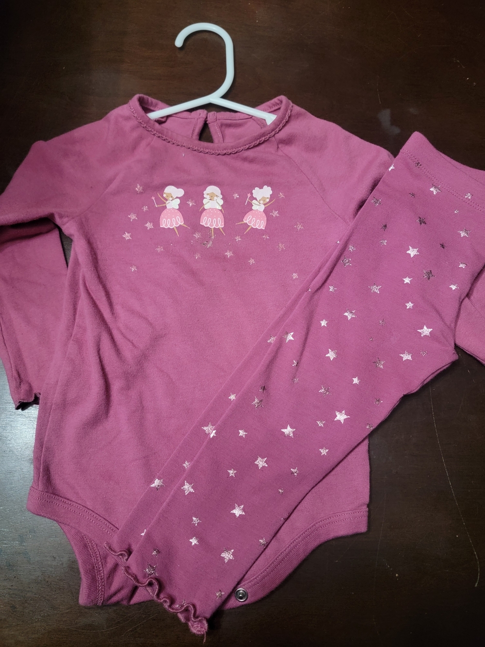 Garanimals Pink Long-Sleeve Bodysuit And Pants with Star Accents